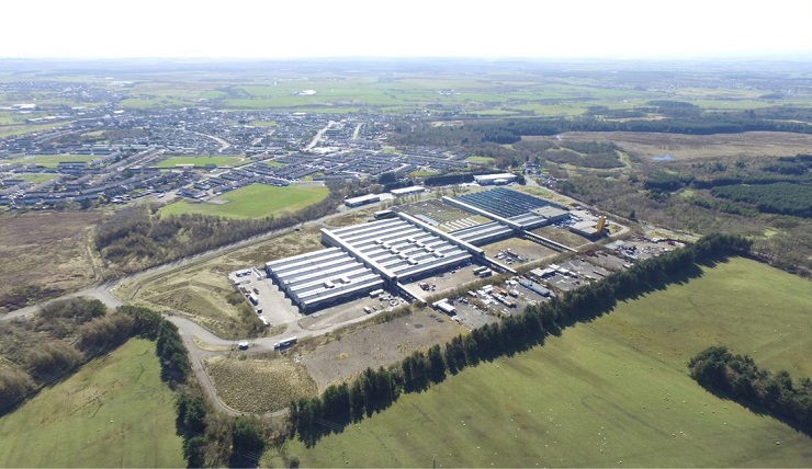 Aerial view of The Engine Works industrial estate near Shotts